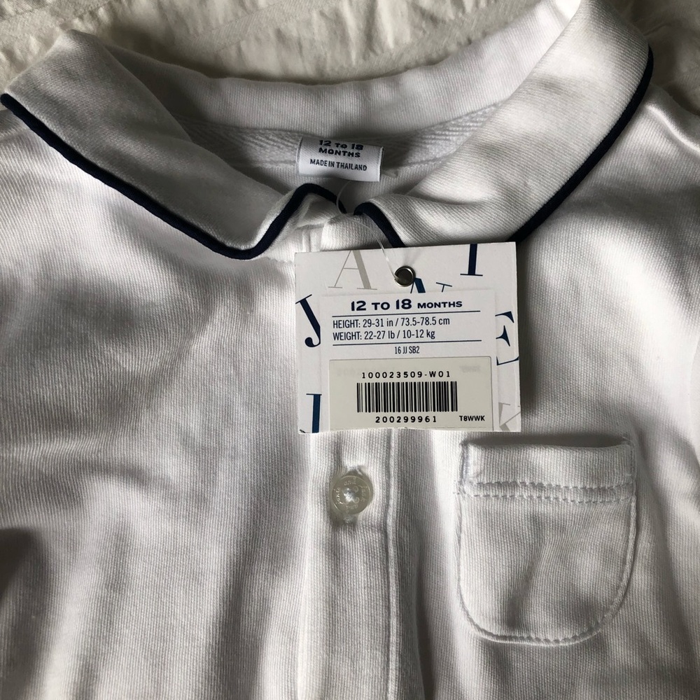 Janie & Jack white bodysuit with baby trim collar